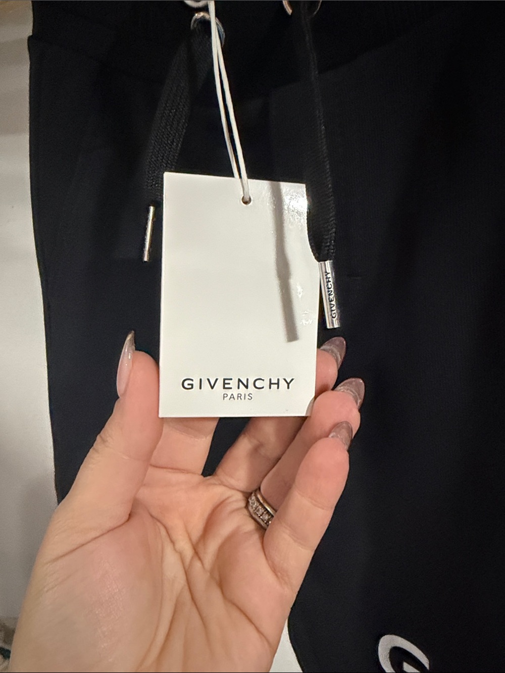 Givenchy Black Logo Sweatpants with White Lettering - Picture 2 of 6